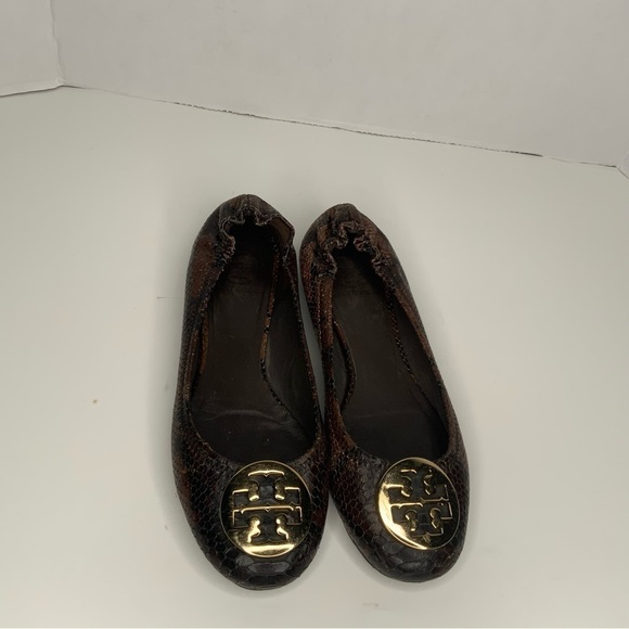 Tory Burch brown leather snakeskin flats.‎ - Picture 3 of 11